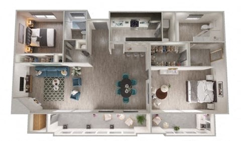Floor plan for 2 beds, 2 baths, 1482 sqft